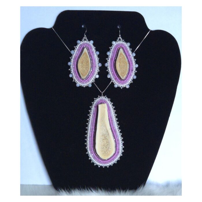 Deer Antler Cab Earring Set with Necklace by Mireya Seymour - Image 1